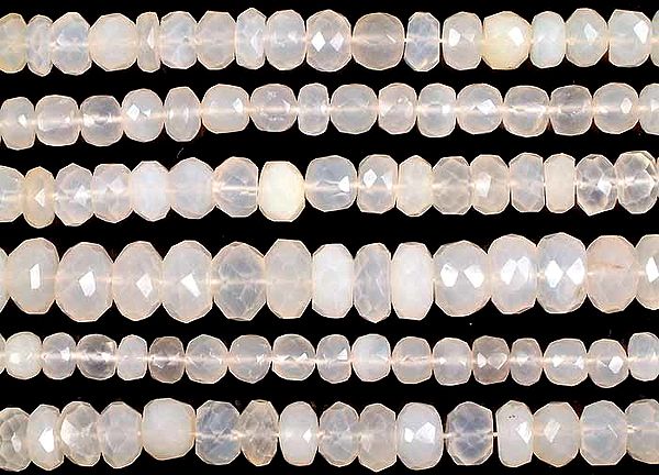 Grey Moonstone Faceted Rondells