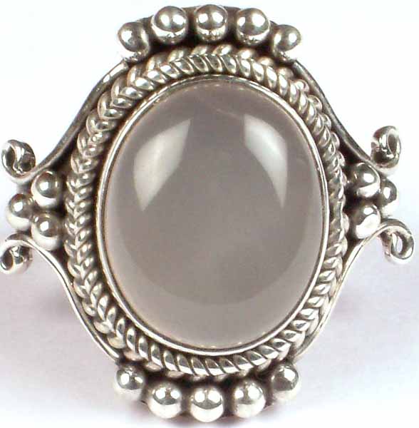 Grey Moonstone Oval Ring