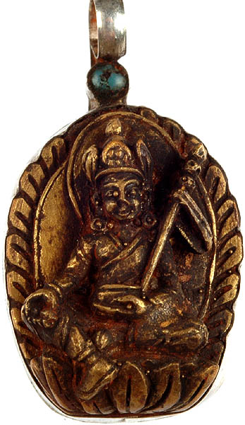 Guru Padmasambhava Antiquated Pendant with Turquoise