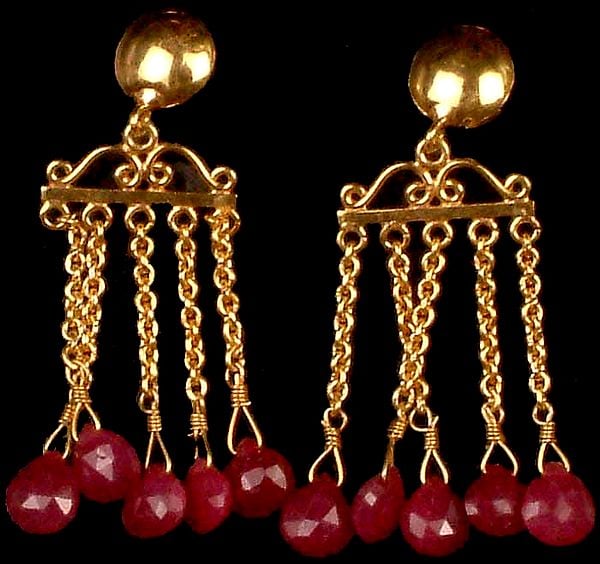 Handcrafted Ruby & Gold Chandeliers