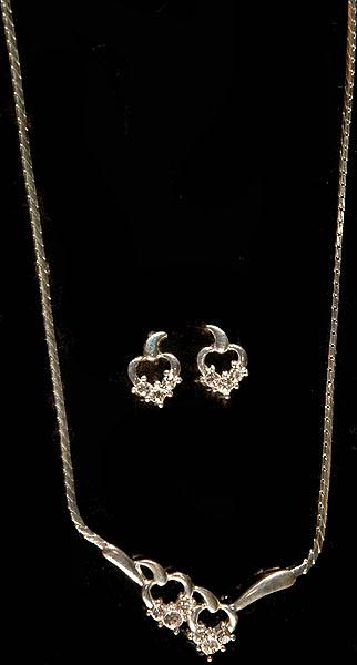Heart Necklace and Matching Earrings Set