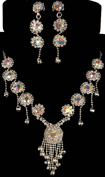 Imitation Swarovski Designer Necklace with Earrings