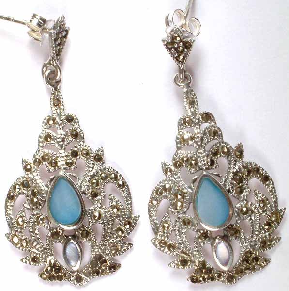 Inaly Shell Earrings with Marcasite