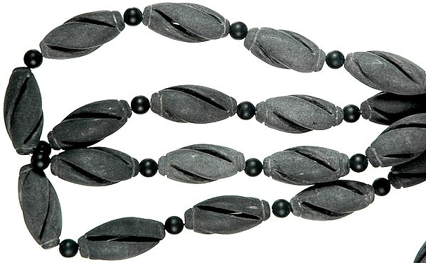 Incised and Twisted Unpolished Black Onyx
