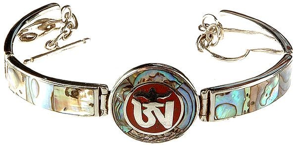 Inlay Abalone Bracelet with Tibetan Om (AUM)
