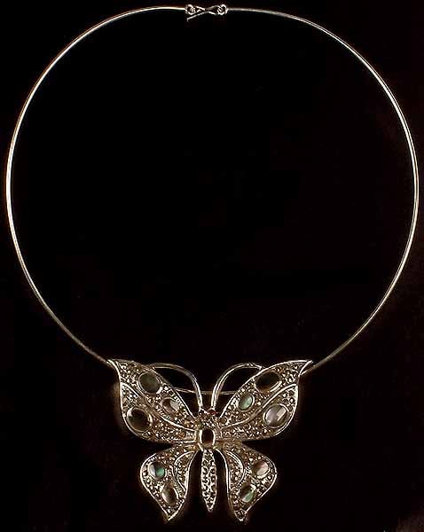Inlay Abalone Butterfly Necklace