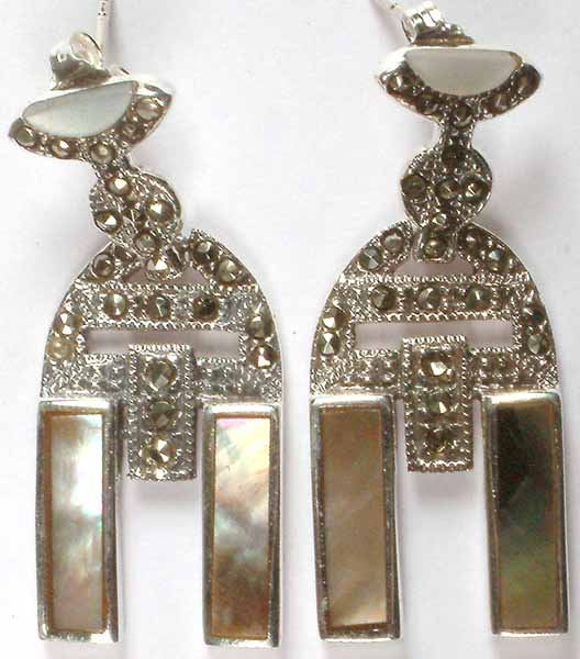 Inlay Abalone Earrings with Marcasite