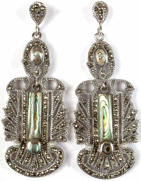 Inlay Abalone Earrings with Pearl