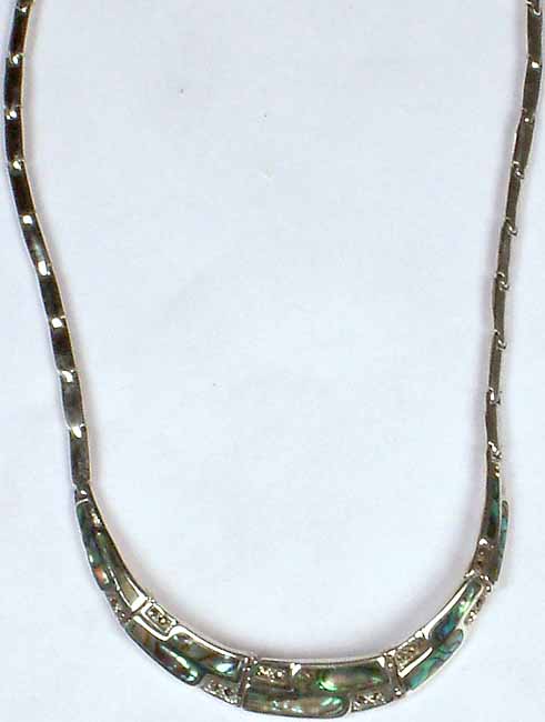 Inlay Abalone Necklace with Marcasite
