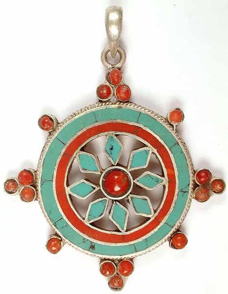 Inlay Dharmachakra Pendant