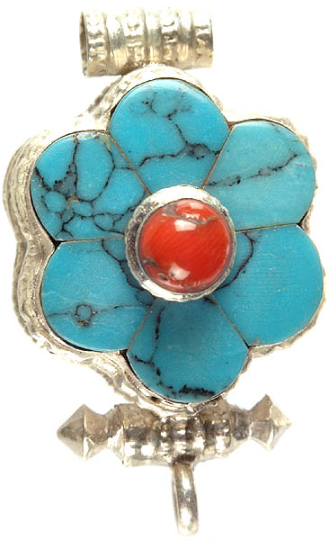 Inlay Gau Box Pendant with Central Coral