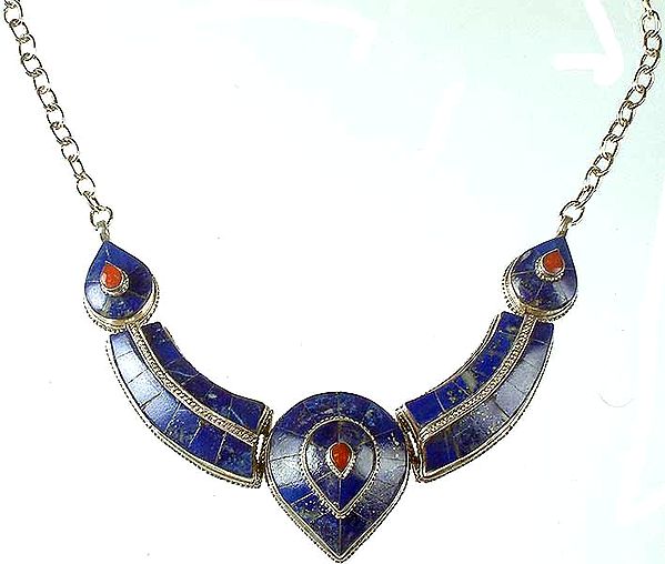 Inlay Lapis Lazuli Necklace with Coral