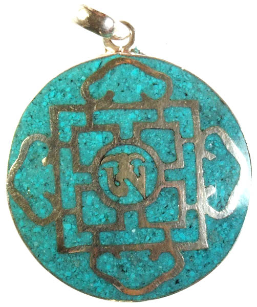 Inlay Mandala Pendant with Central Om (AUM)