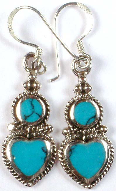 Inlay Robin's Egg Turquoise Valentine Earrings