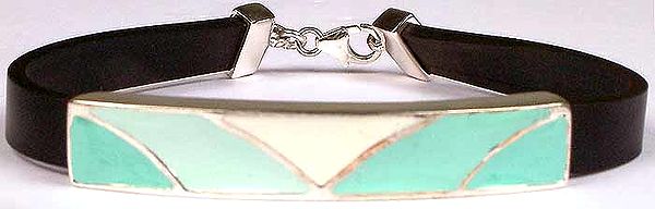 Inlay Turquoise Bracelet with Leather