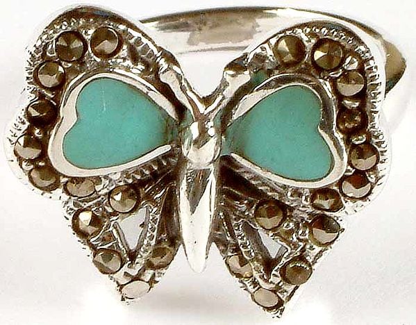 Inlay Turquoise Butterfly Ring