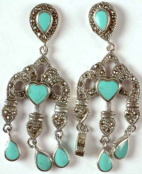 Inlay Turquoise Chandeliers with Dangles