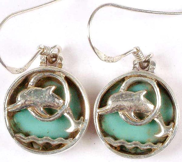 Inlay Turquoise Earrings with Dolphins