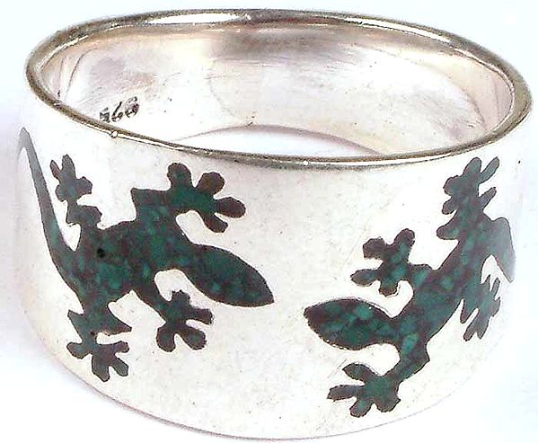 Inlay Turquoise Lizard Ring