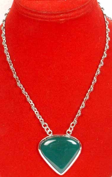 Inverted Tear Drop Green Onyx Necklace