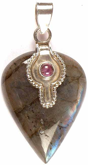 Inverted Tear Drop of Labradorite with Amethyst