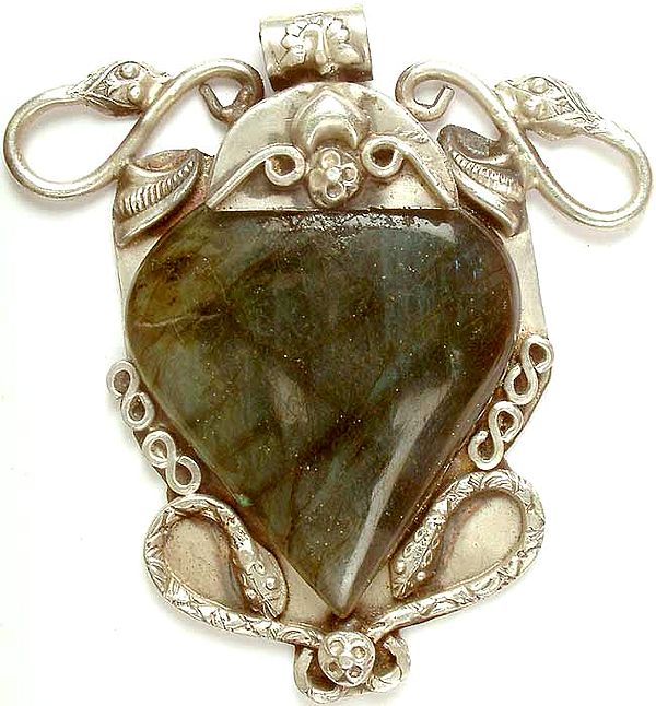Inverted Tear Drop of Labradorite with Serpents