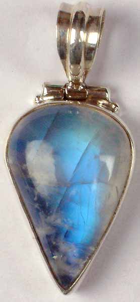 Inverted Tear Drop Rainbow Moonstone Pendant