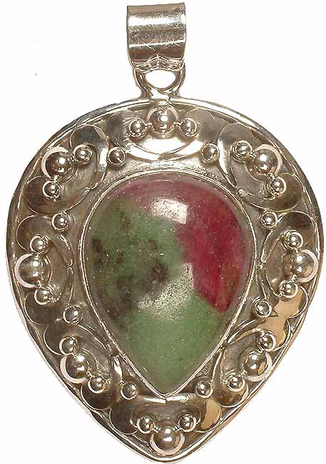 Inverted Tear Drop Ruby Zoisite Pendant