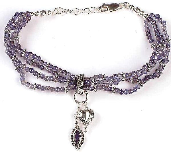 Iolite Bracelet with Dangling Charms