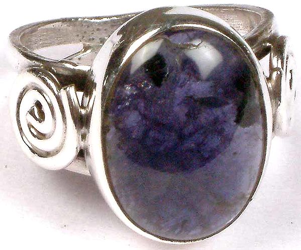 Iolite Oval Ring with Spiral