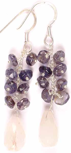 Iolite Spike Bunch with Faceted Chalcedony Drop