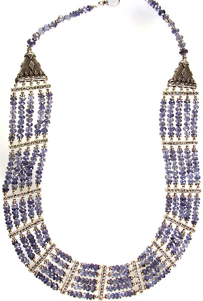 Israel Cut Iolite Five Layer Beaded Necklace