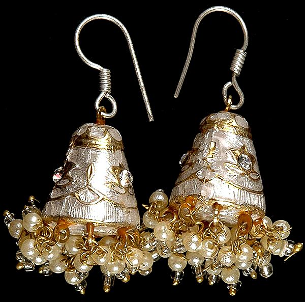 Ivory and Golden Conical Chandeliers