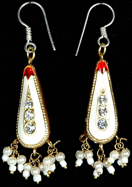 Ivory Earrings with Golden Accents
