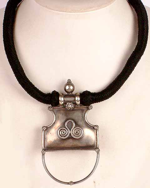 Sterling Kundalini Antiquated Necklace with Black Cord