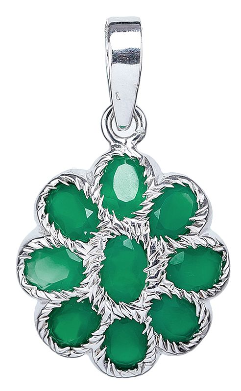 Faceted Green Onyx Flower Pendant