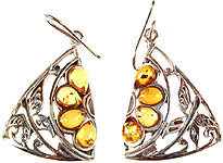 Amber Earrings with Butterfly