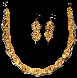 Superfine Weave-Net Necklace with Earrings Set