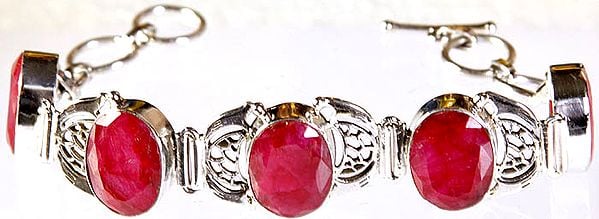 Faceted Ruby Bracelet with Lattice