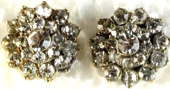 Victorian Post Earrings Studded with Crystals