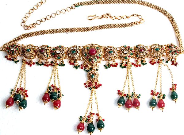 Bridal Waist Ornament (Kamar-band) with Faux Emerald and Rubies