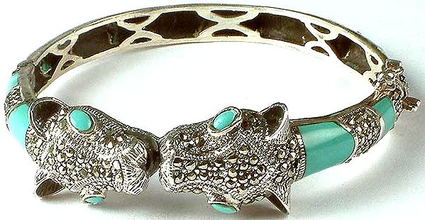 Kissing Dragon Inlay Bracelet with Marcasite