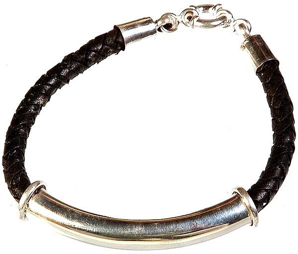 Knotted Leather Bracelet with Spring Lock