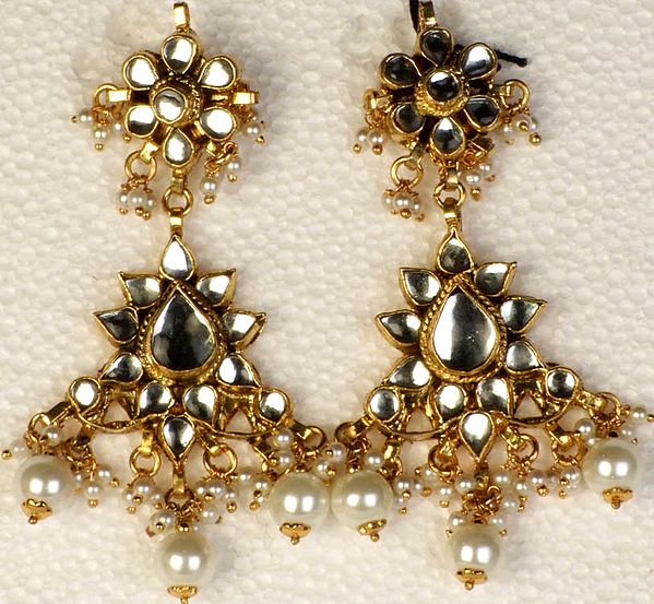 Kundan Earrings with Imitation Pearls