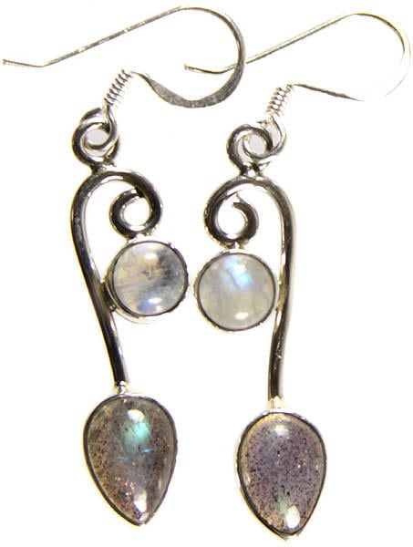 Labradorite Earrings with Rainbow Moonstone