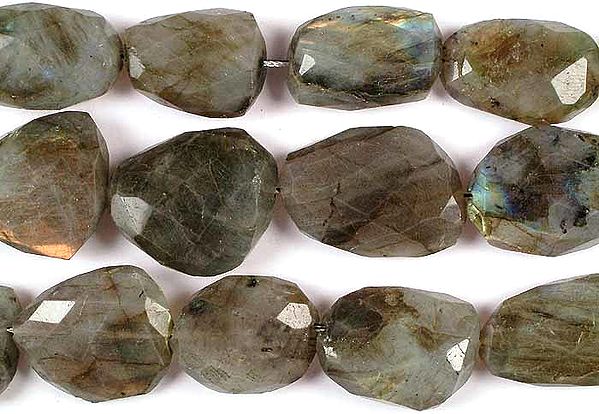 Labradorite Faceted Flat Tumbles | Gemstone Beads