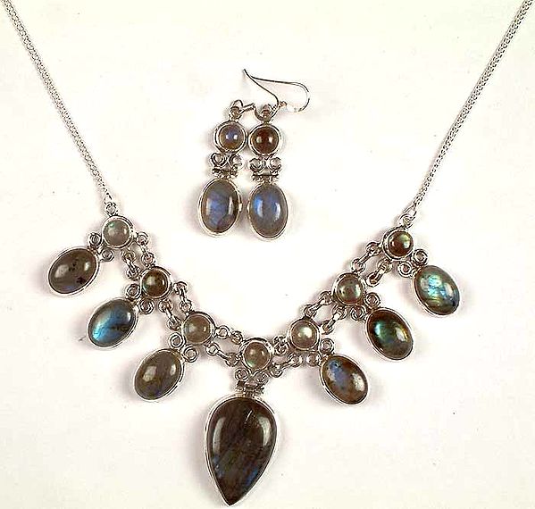 Labradorite Necklace and Earrings Set