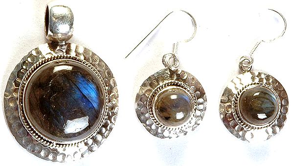 Labradorite Pendant with Matching Earrings Set