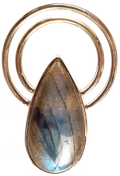 Labradorite Teardrop Pendant with Attached Hoops