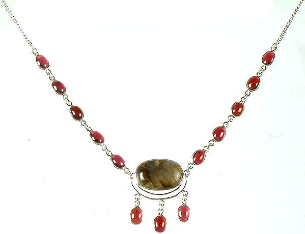 Labradorite with Garnet Necklace